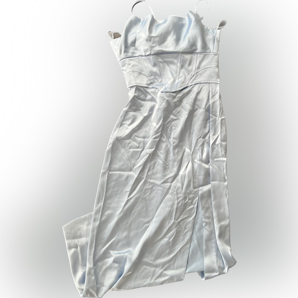Zara Baby Blue Satin corset dress long size XXS new with tags